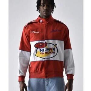 ZARA Racing Jacket Red White Graphic Y2K Moto Streetwear Small